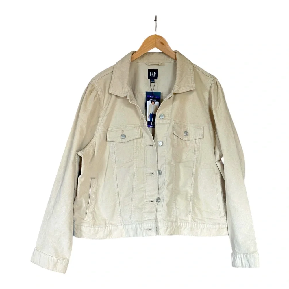 Gap Women’s Corduroy Jean Jacket | Color Oyster Gray | Size XXL | NWT